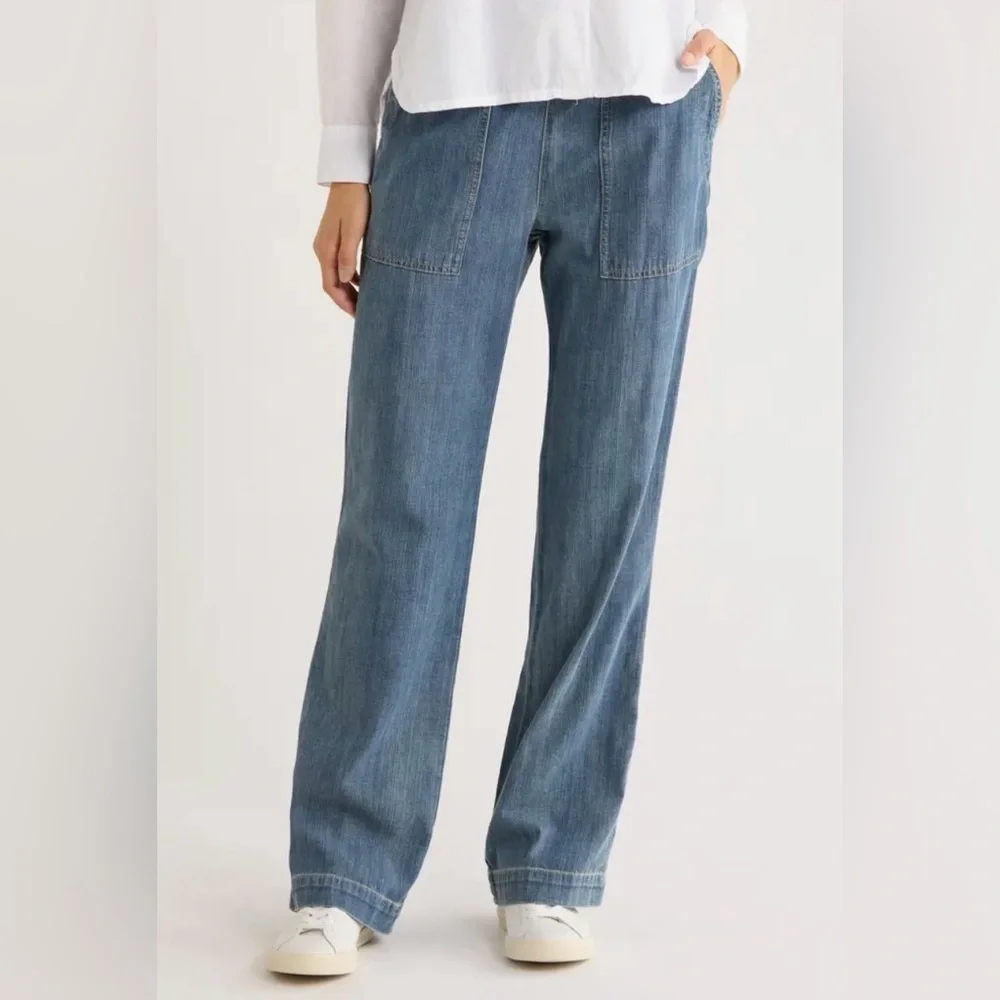 James Perse Blue Straight-Leg Jeans with Drawstring - Picture 10 of 11